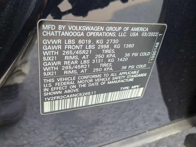 2022 Volkswagen Atlas 3.6L V6 SEL Premium R-Line